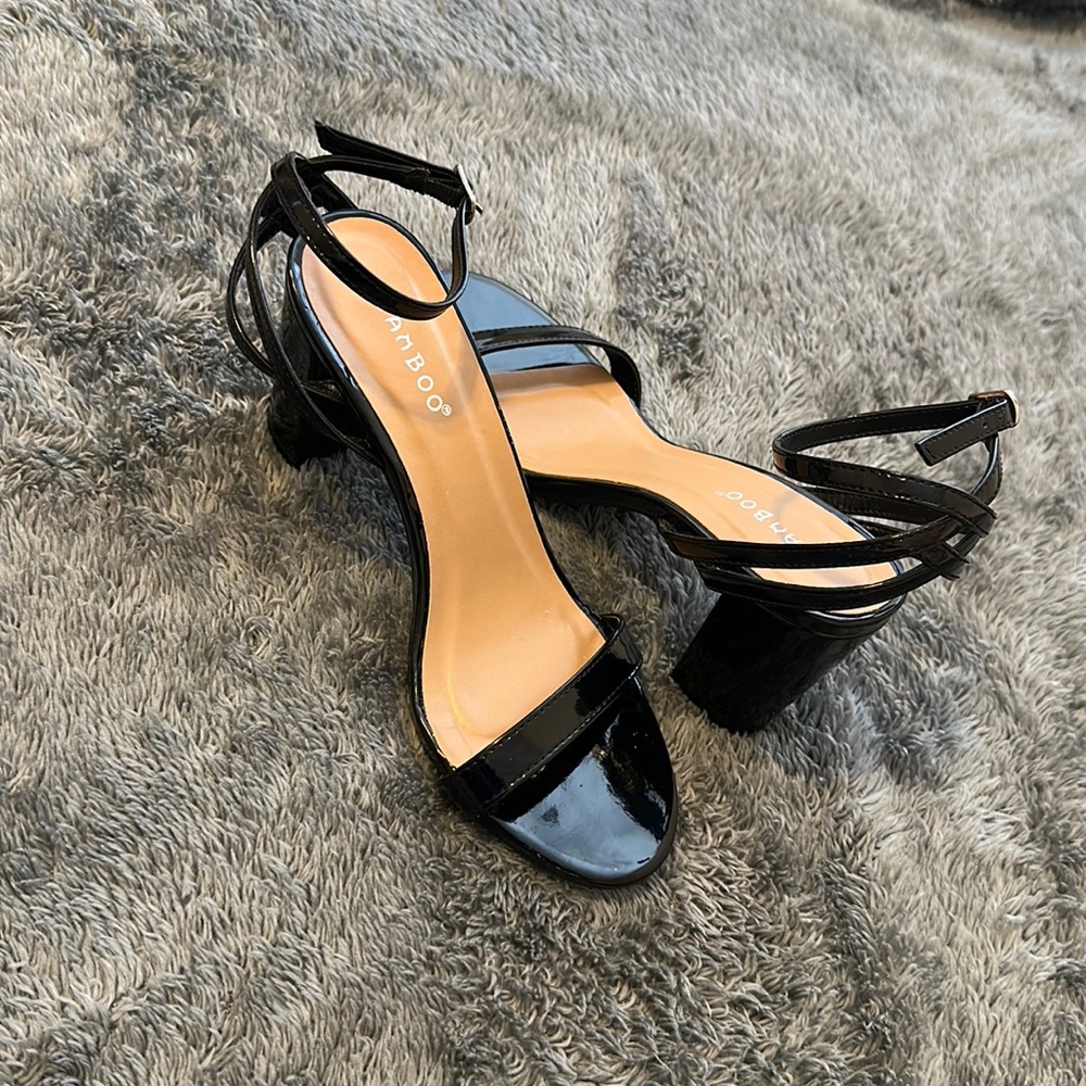 Black high heel sandals